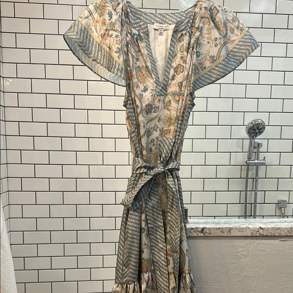 Floral Print Dress with Blue Accents